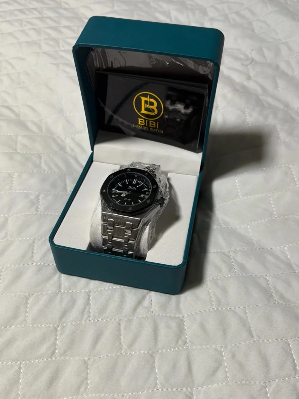 BiBi Silver Stainless Steel Watch with Black Dial